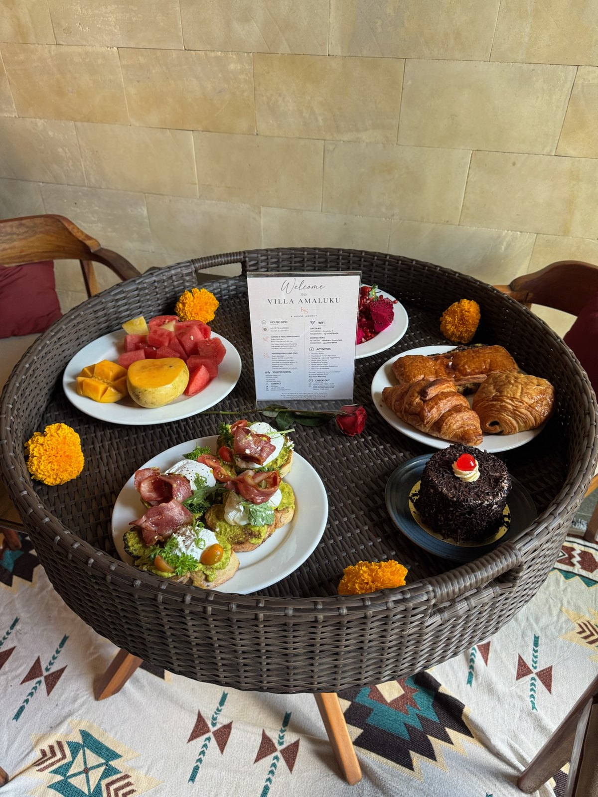 Breakfast selection prepared at Villa Amaluku